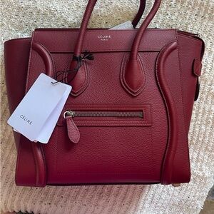 Celine Deep Red Leather Tote